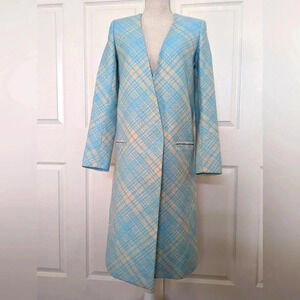 Kimora Lee Simmons Wool Blend Houndstooth  Long Coat